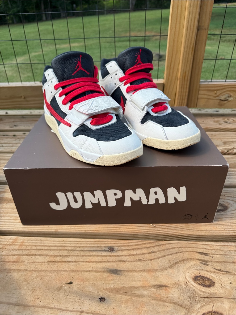 Jordan Men Red, Black & White High-Top Sneakers